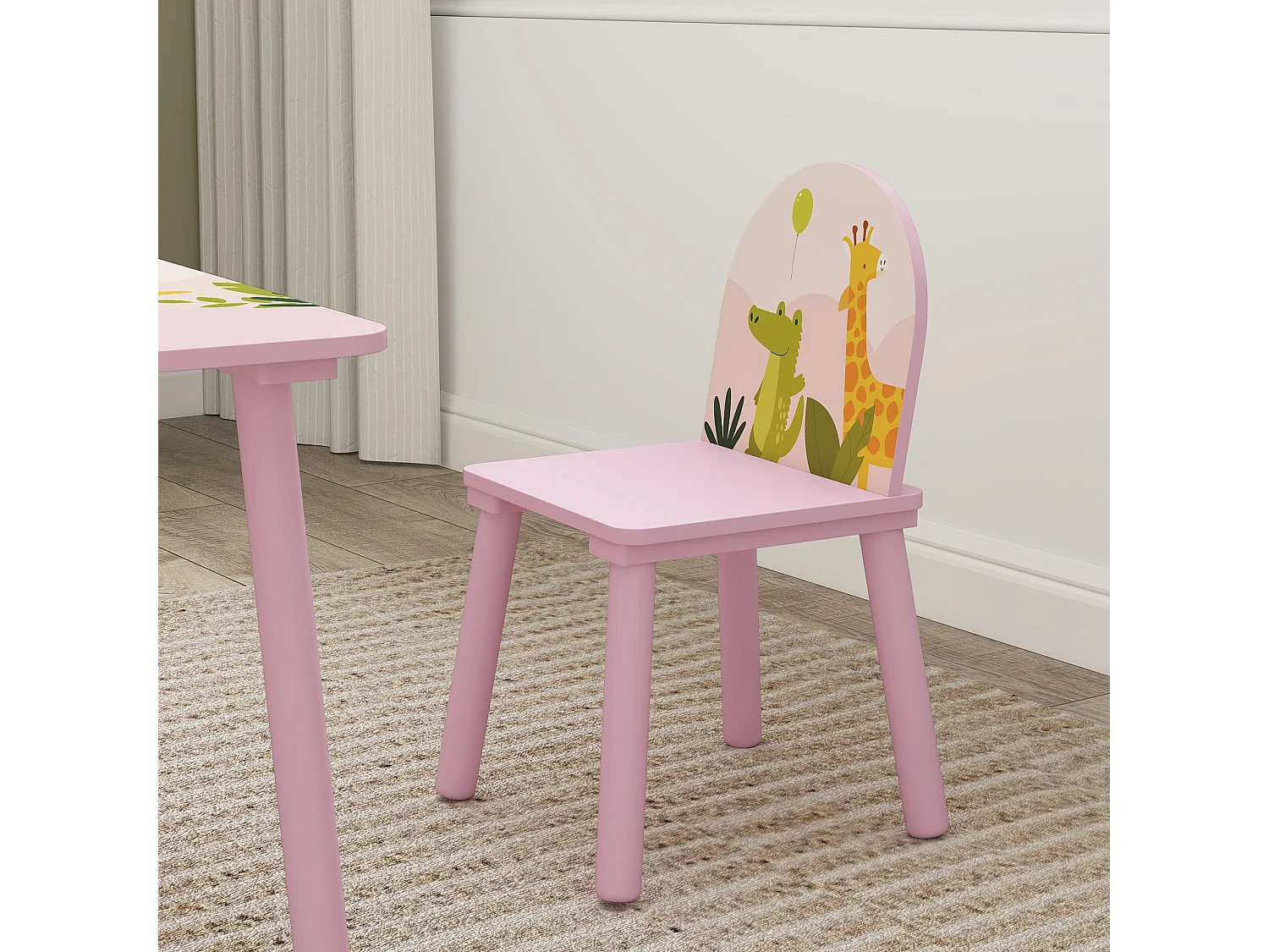 Set tavolo e sedie per bambini 3-8 anni con bordi arrotondati rosa