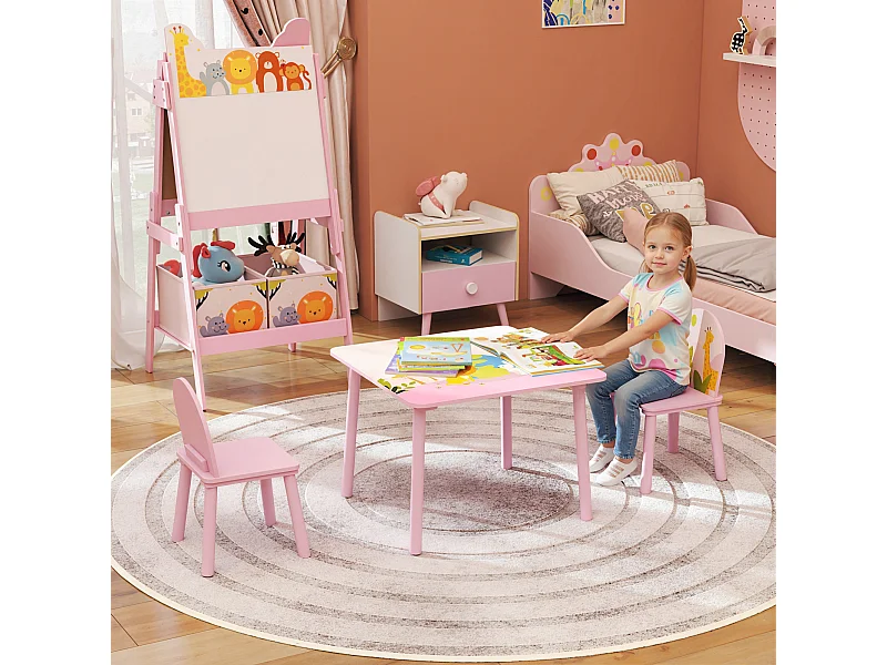 Set tavolo e sedie per bambini 3-8 anni con bordi arrotondati rosa