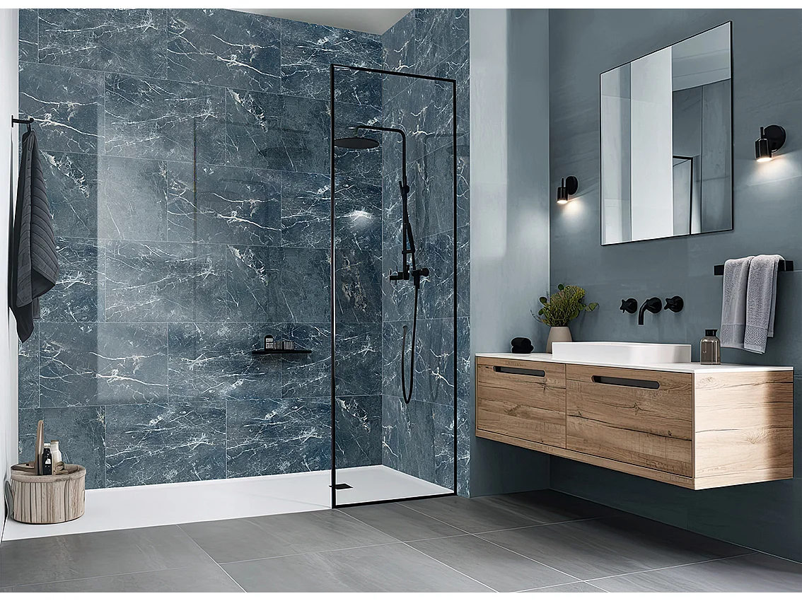 panneaux muraux douche - dalle pvc dumawall+ gloss mura 37,5 cm ht x 65 cm lg - lot de 8 plaques - 1,95 m2