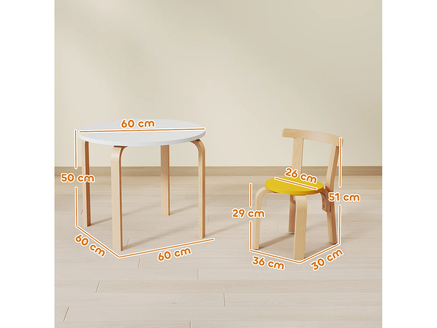 Set tavolo e sedie per bambini 3-8 anni 5 pz in legno multicolore