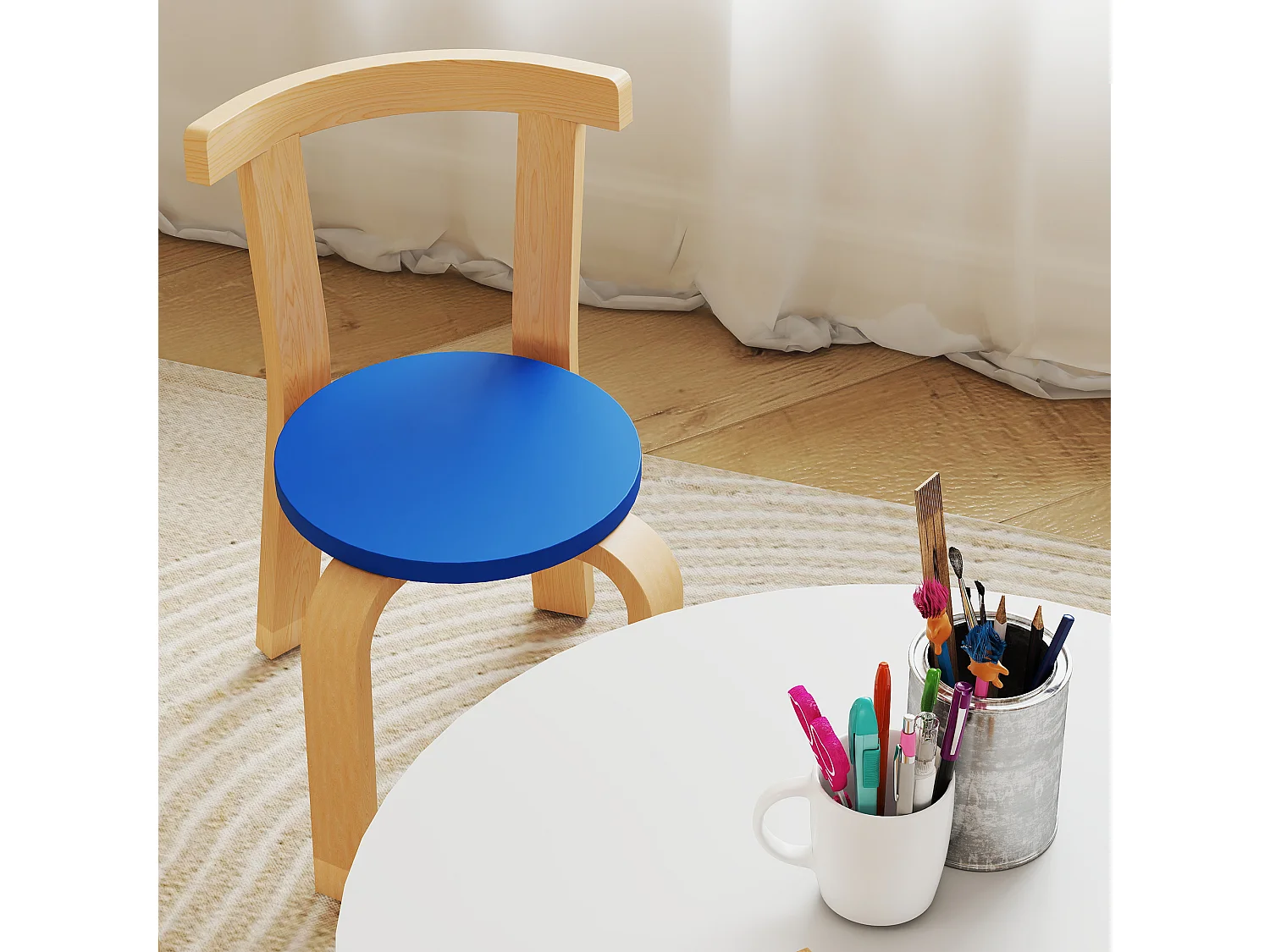 Set tavolo e sedie per bambini 3-8 anni 5 pz in legno multicolore