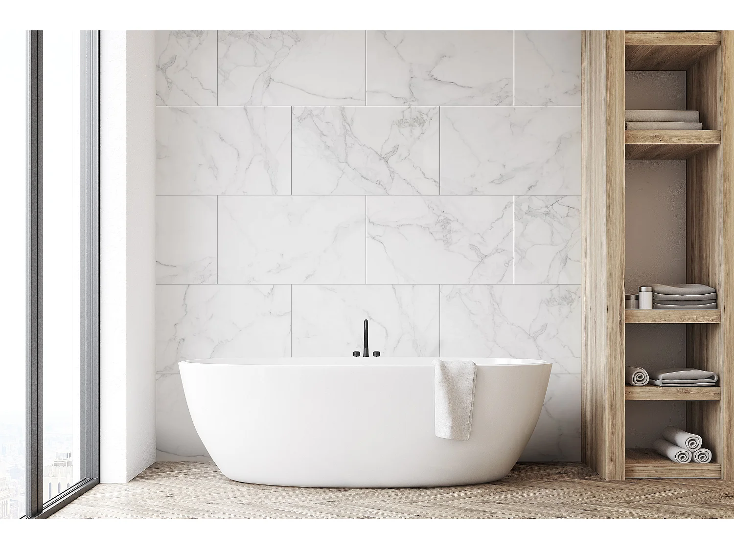 panneaux muraux douche - dalle pvc dumawall+ calacatta 37,5 cm ht x 65 cm lg - lot de 8 plaques - 1,95 m2