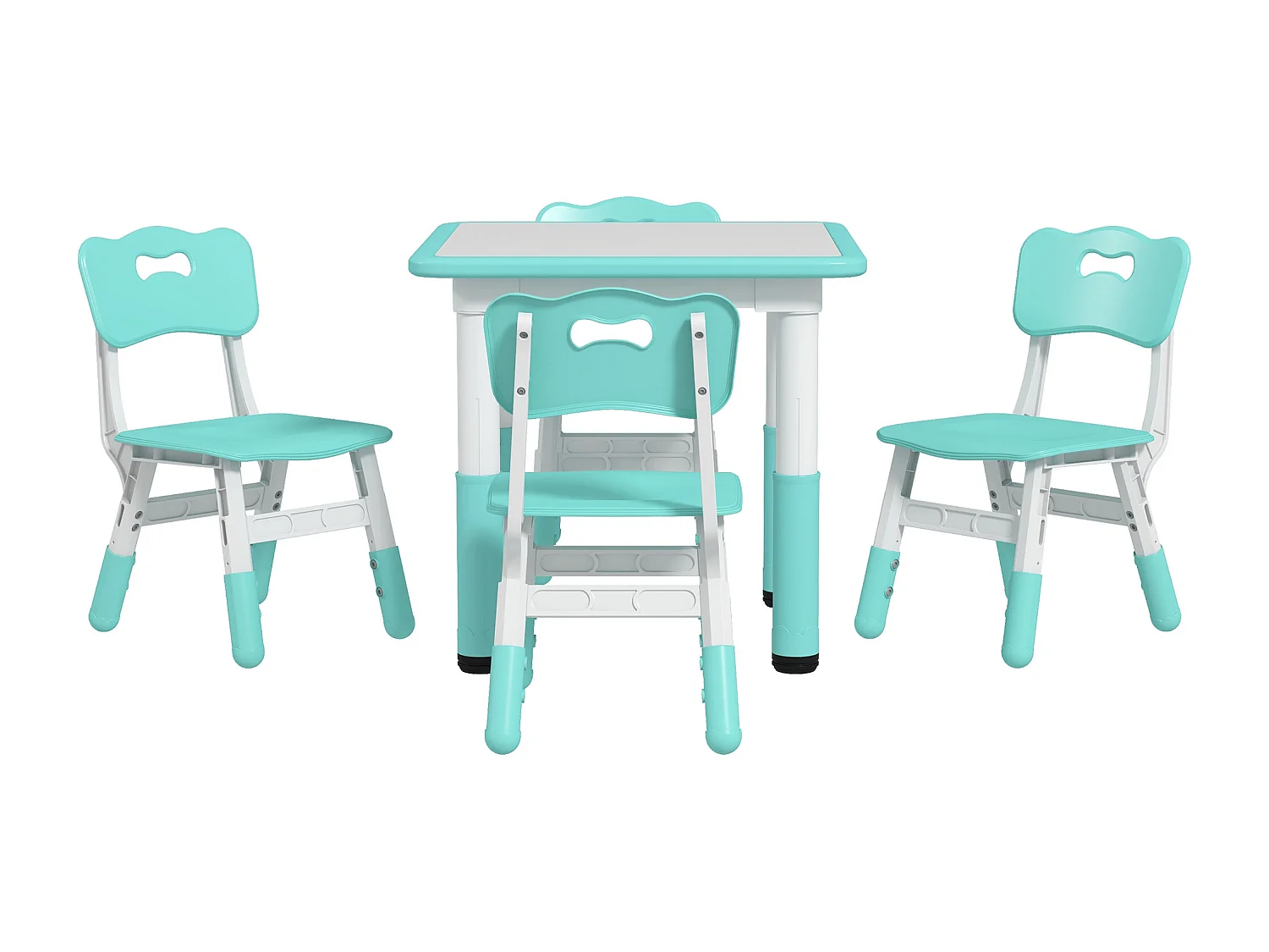Set tavolo e sedie per bambini 5 pz in legno e pp verde