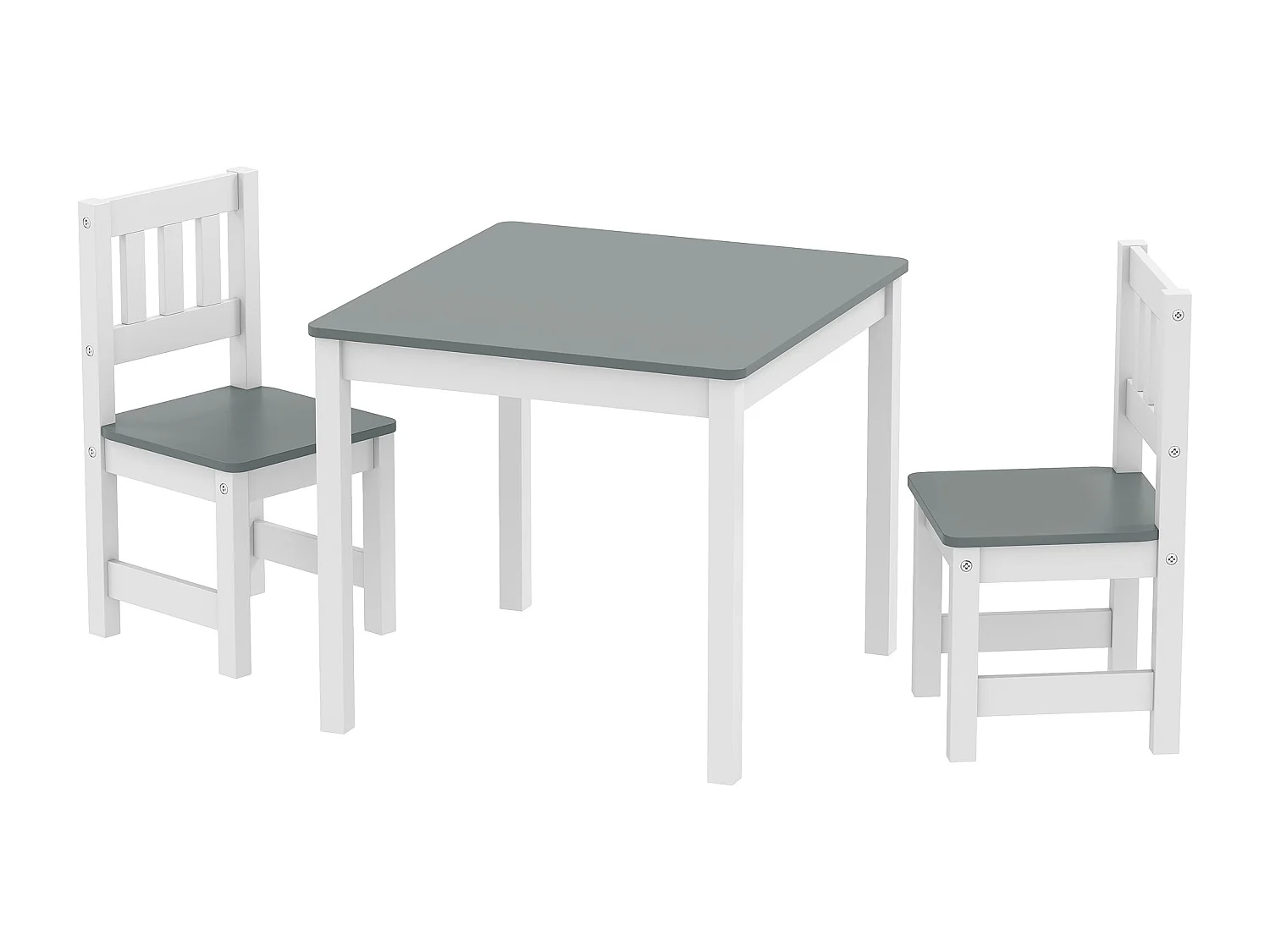 Set tavolo e sedie per bambini 3-8 anni in legno grigio e bianco