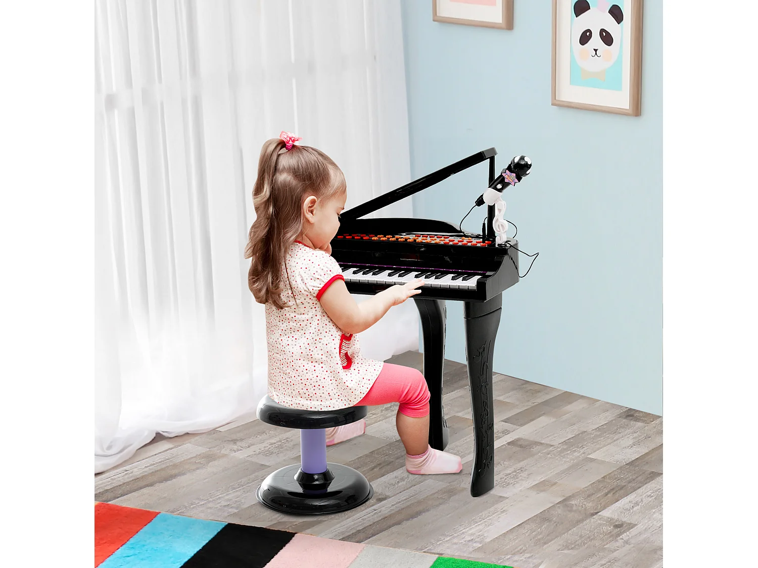 Pianoforte elettrico giocattolo per bambini abs nero