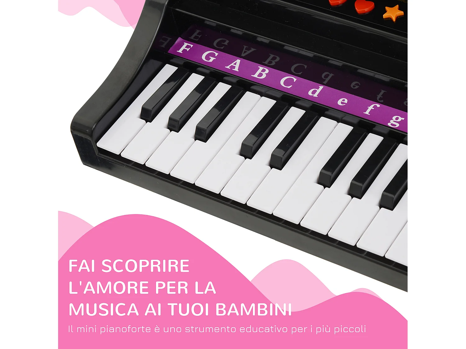 Pianoforte elettrico giocattolo per bambini abs nero