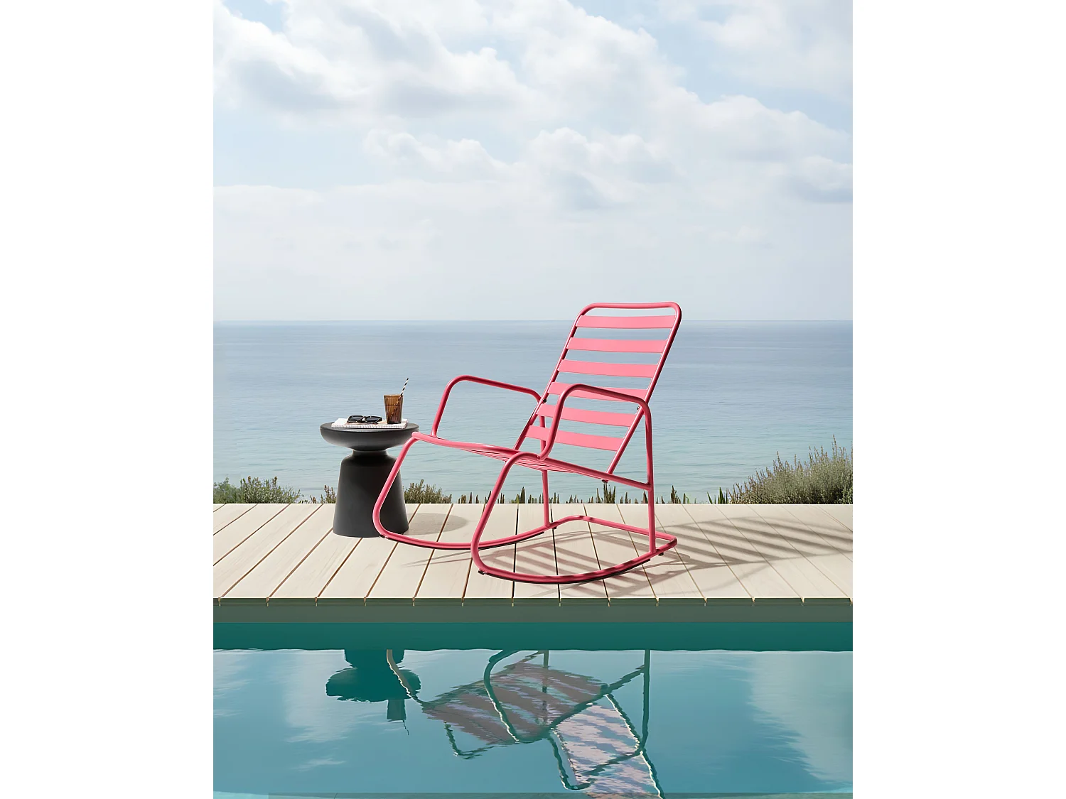 Fauteuil à bascule de jardin TURI Métal Rose