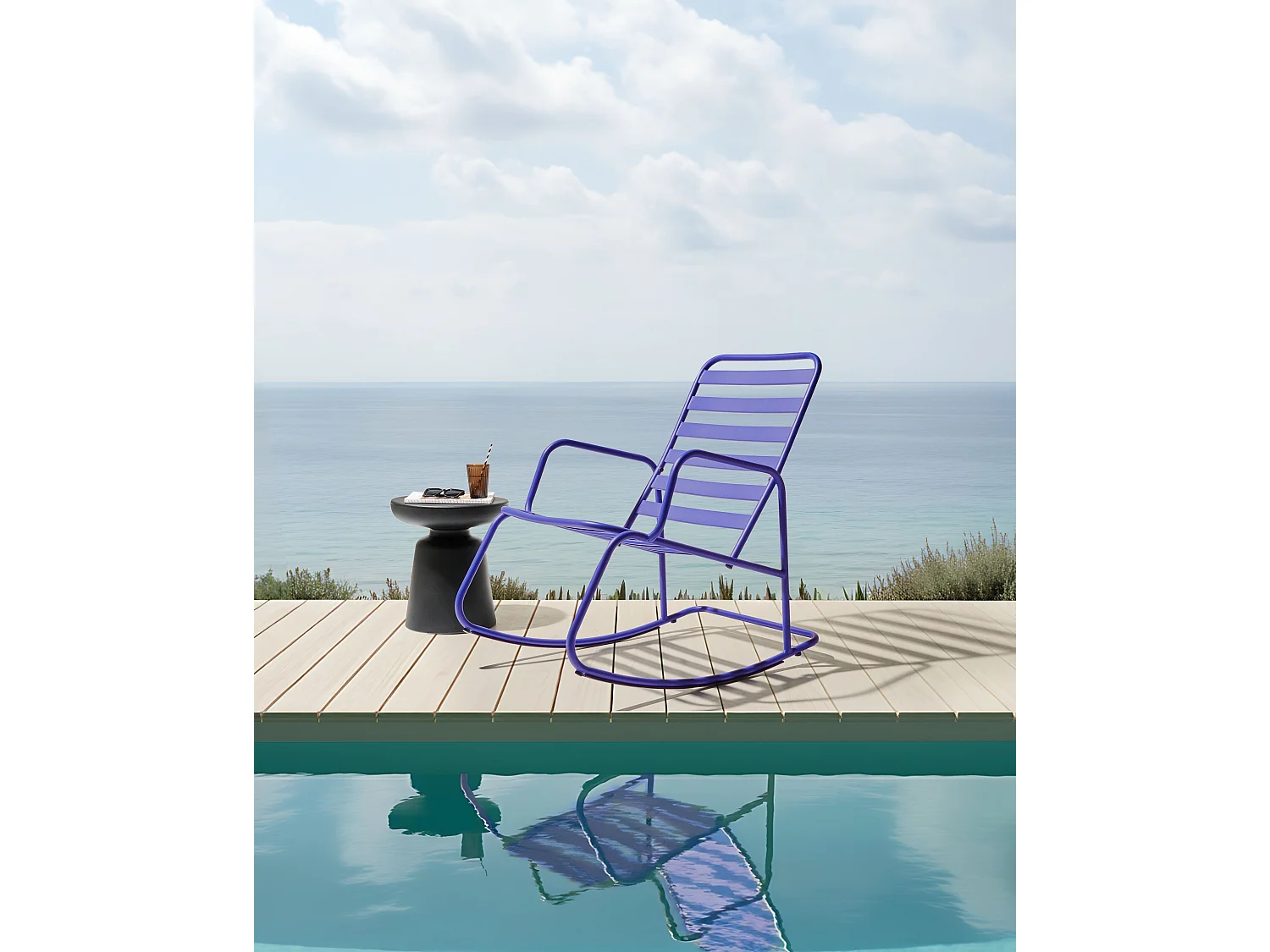 Fauteuil à bascule de jardin TURI Métal Bleu