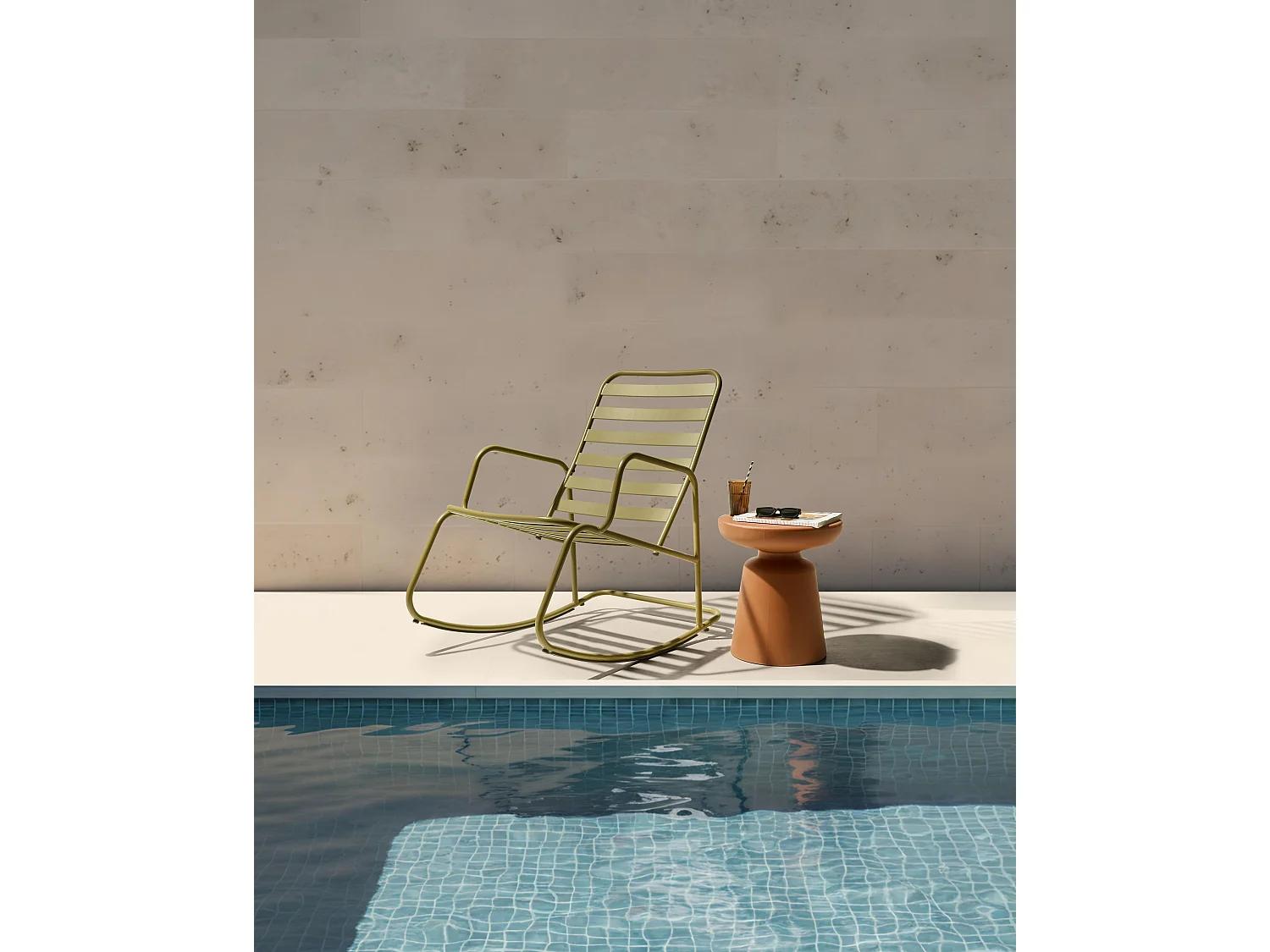 Fauteuil à bascule de jardin TURI Métal Vert olive