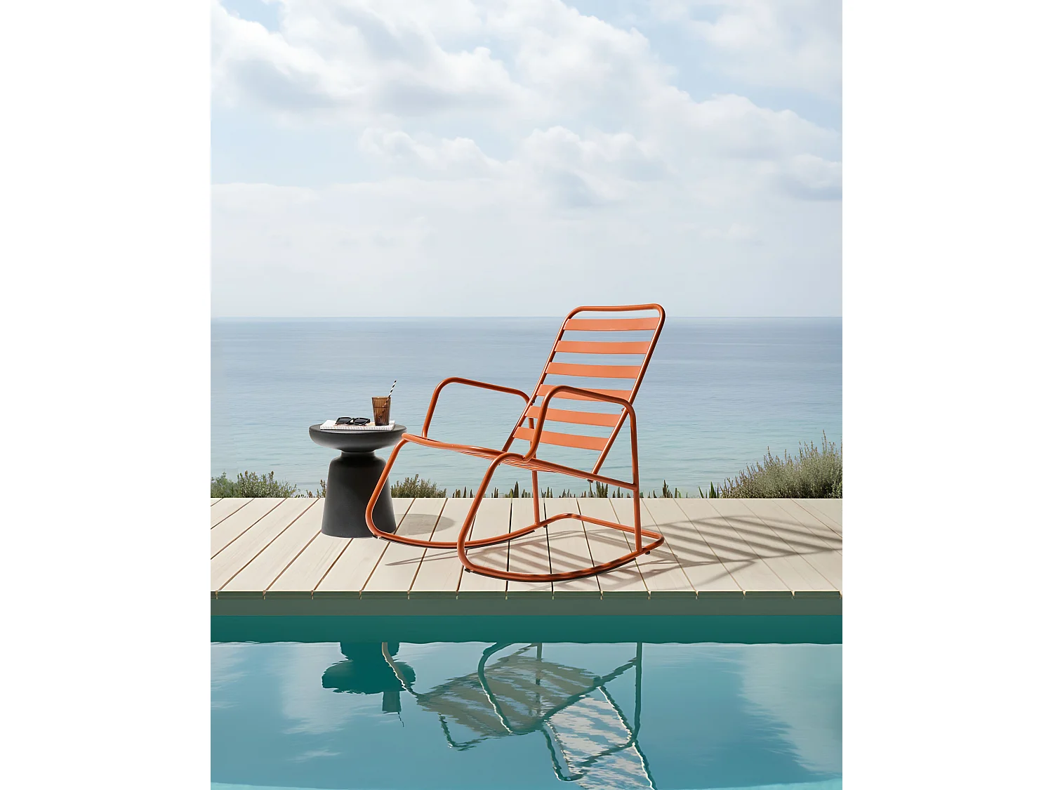 Fauteuil à bascule de jardin TURI Métal Orange