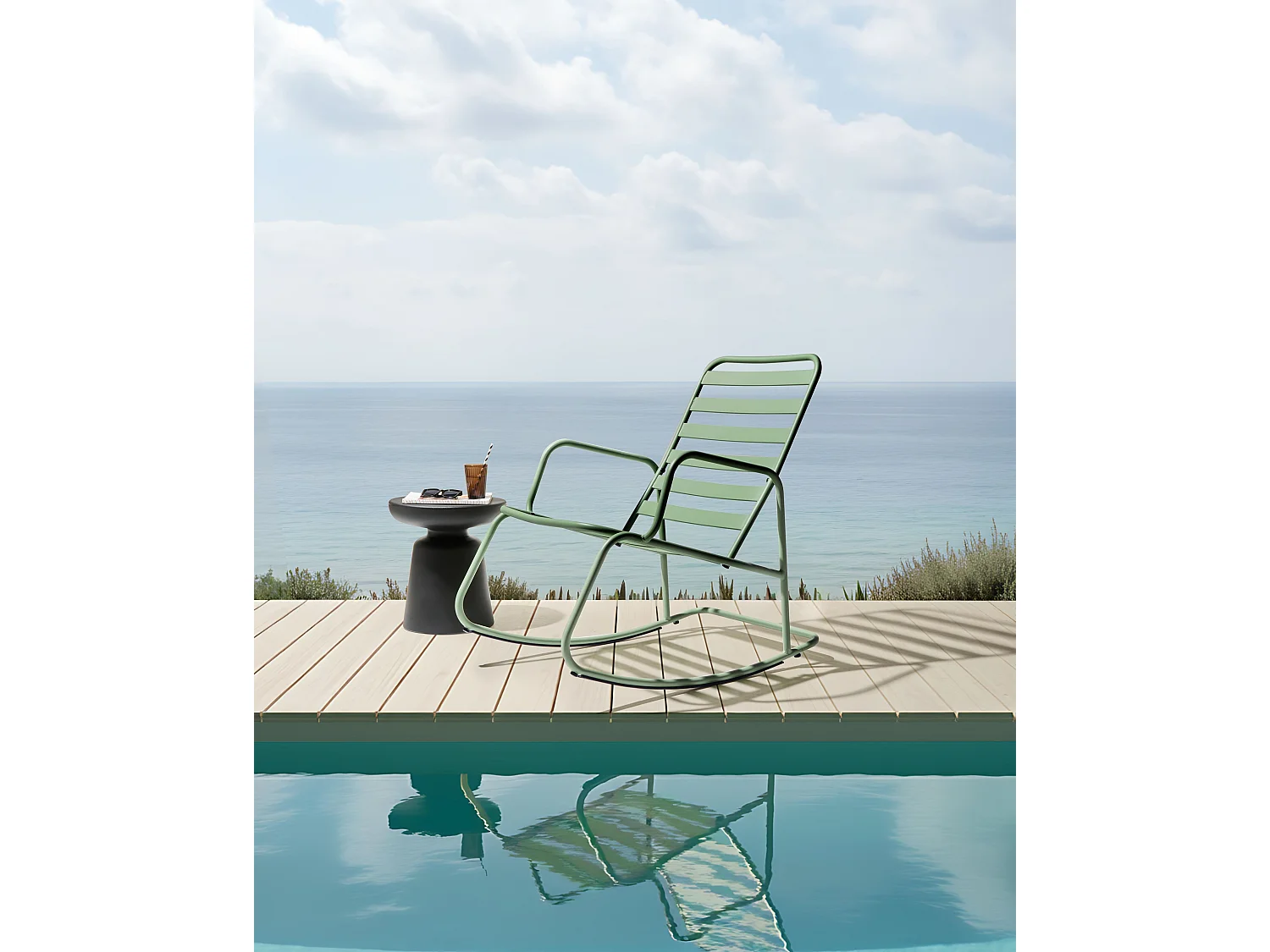 Fauteuil à bascule de jardin TURI Métal Vert