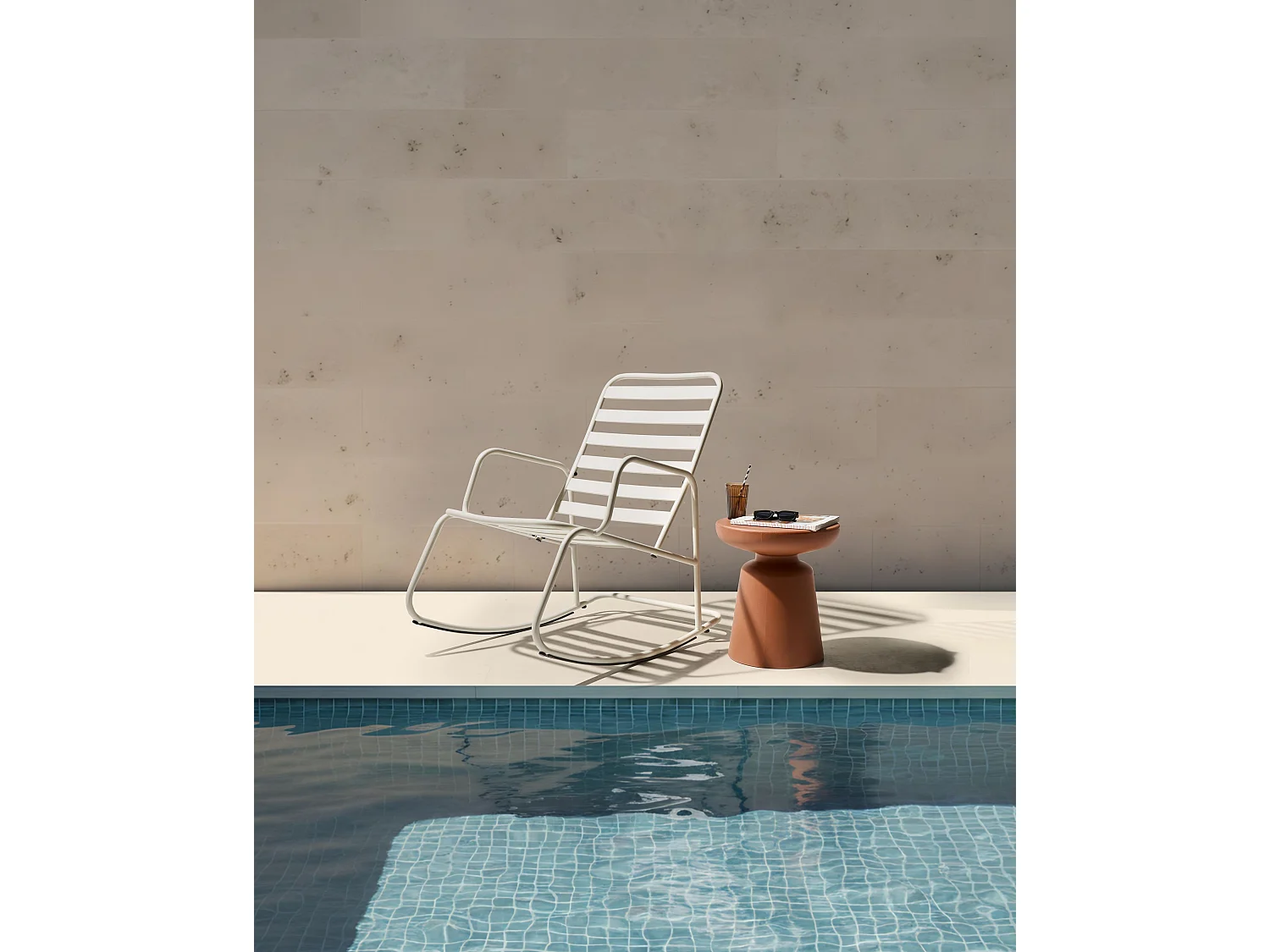 Fauteuil à bascule de jardin TURI Métal Blanc cassé