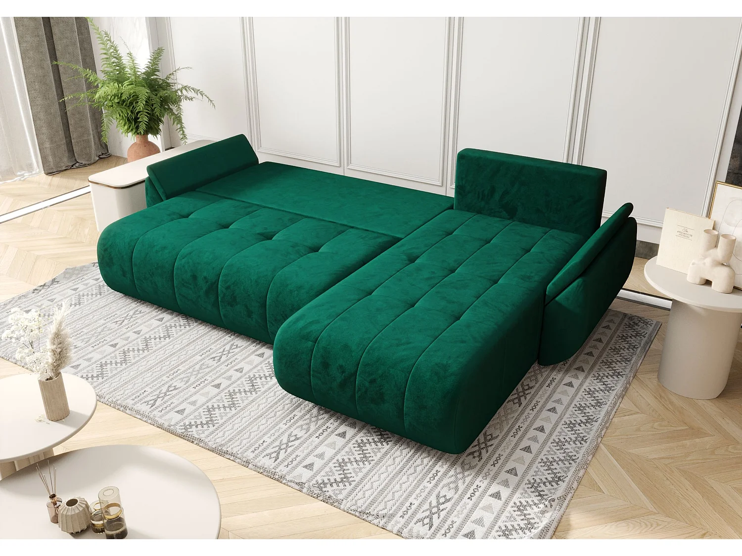 Le canapé d’angle TOKYO L avec fonction lit et tissu WIND 05 droite