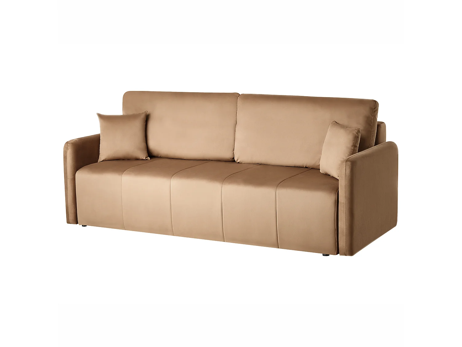 Canapé convertible 3 places en velours marron clair EGGE