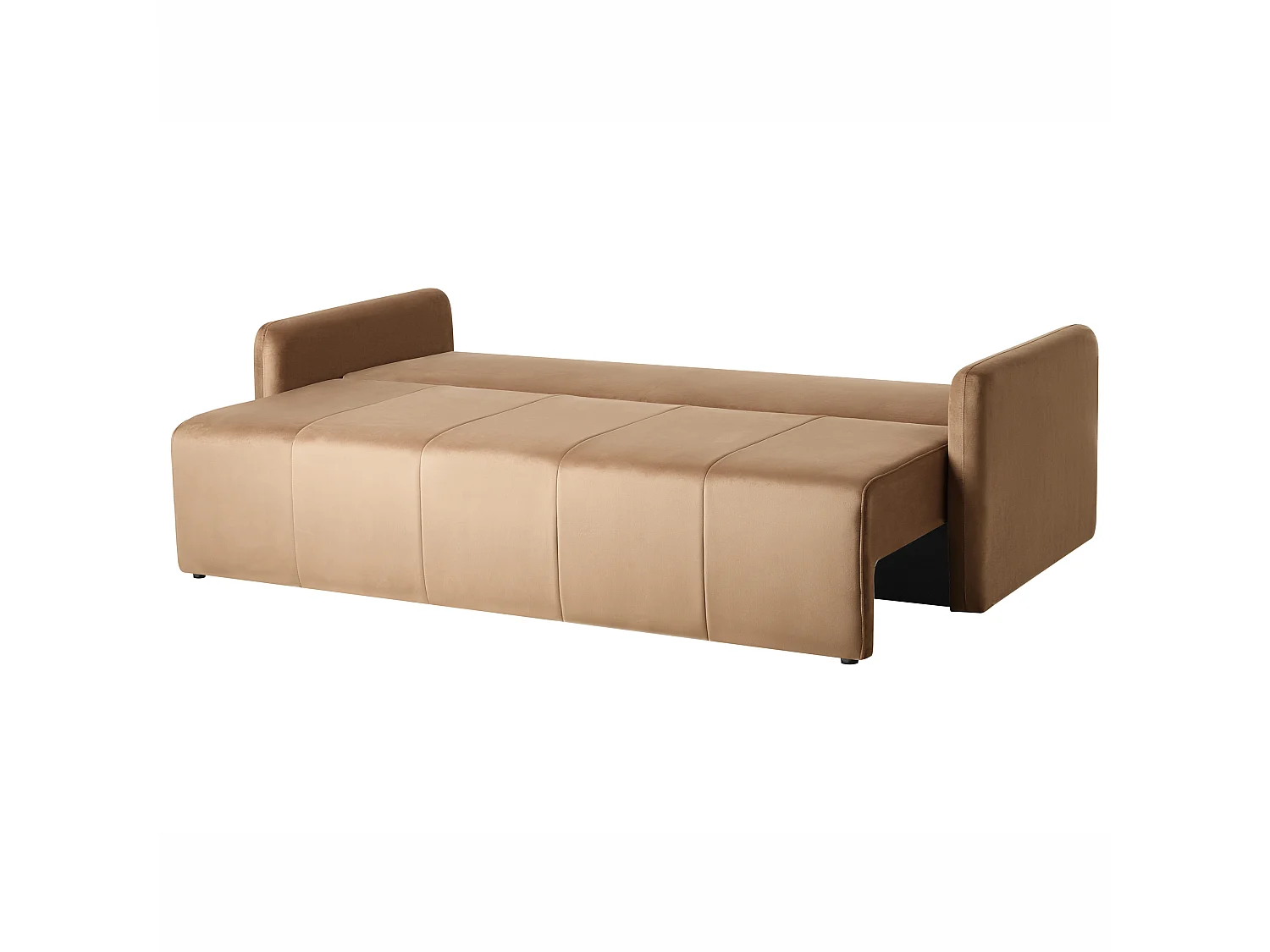Canapé convertible 3 places en velours marron clair EGGE