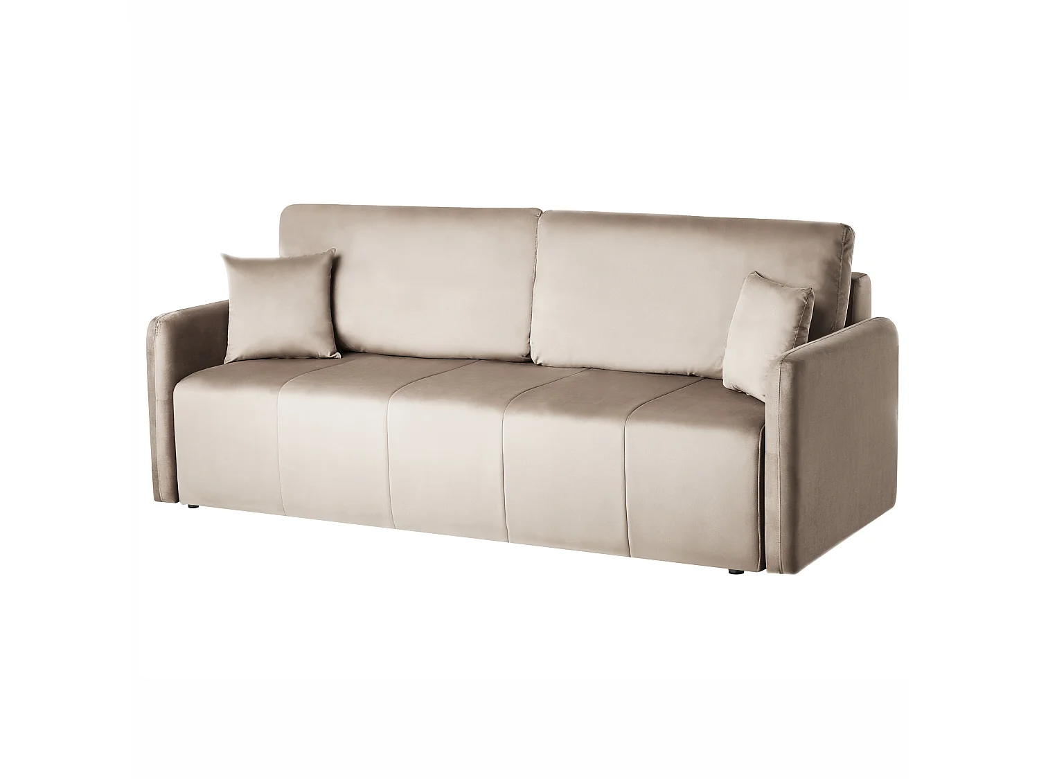 Canapé convertible 3 places en velours taupe EGGE