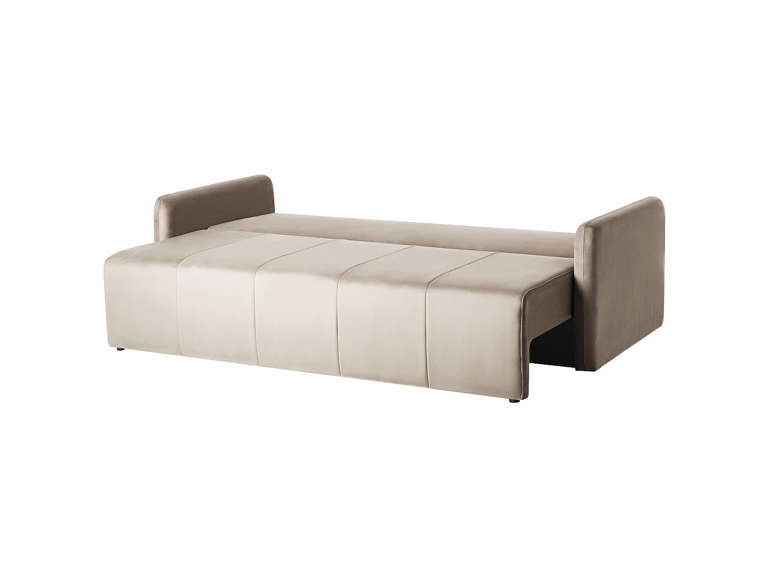 Canapé convertible 3 places en velours taupe EGGE