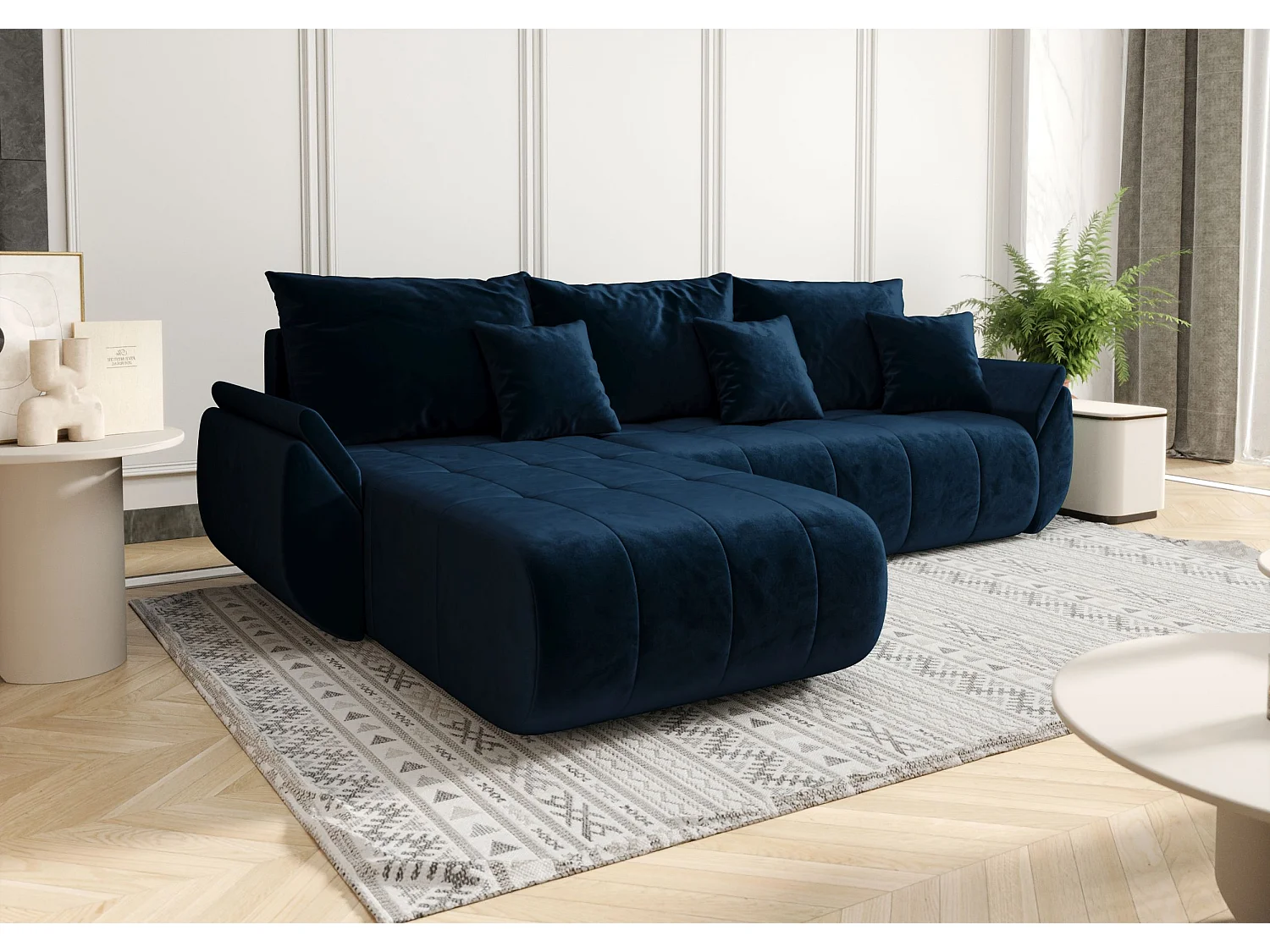 Le canapé d’angle TOKYO L avec fonction lit et tissu TOKYO L Monolith 77 gauche