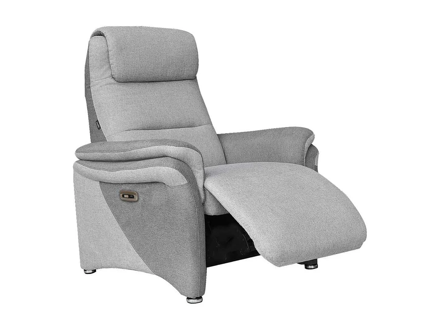 Fauteuil relax électrique tissu polyester gris clair et gris foncé - NADIR