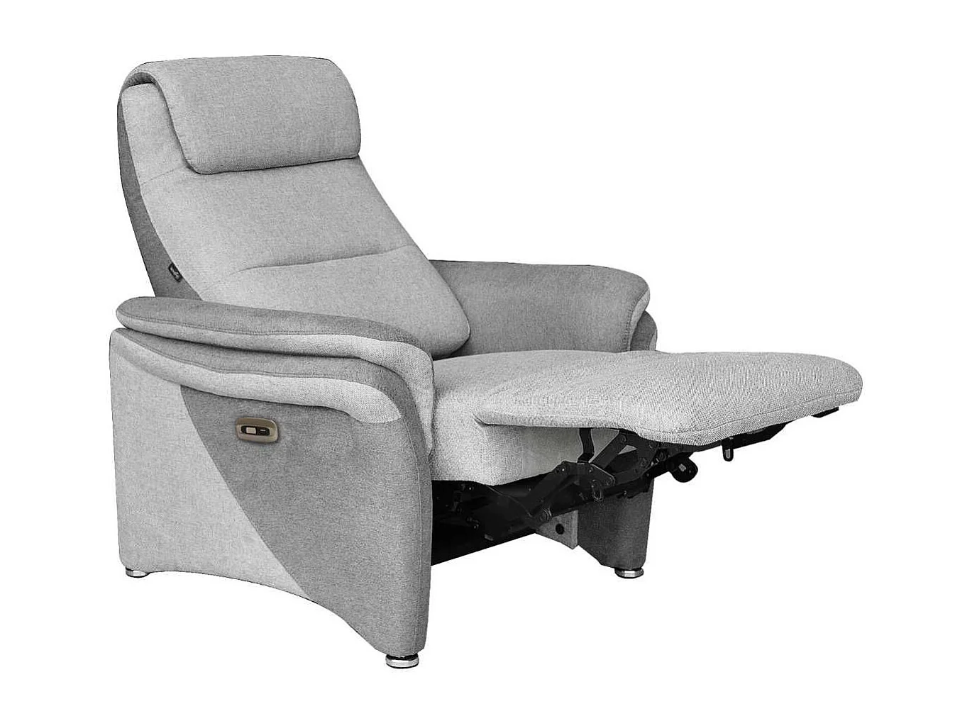 Fauteuil relax électrique tissu polyester gris clair et gris foncé - NADIR
