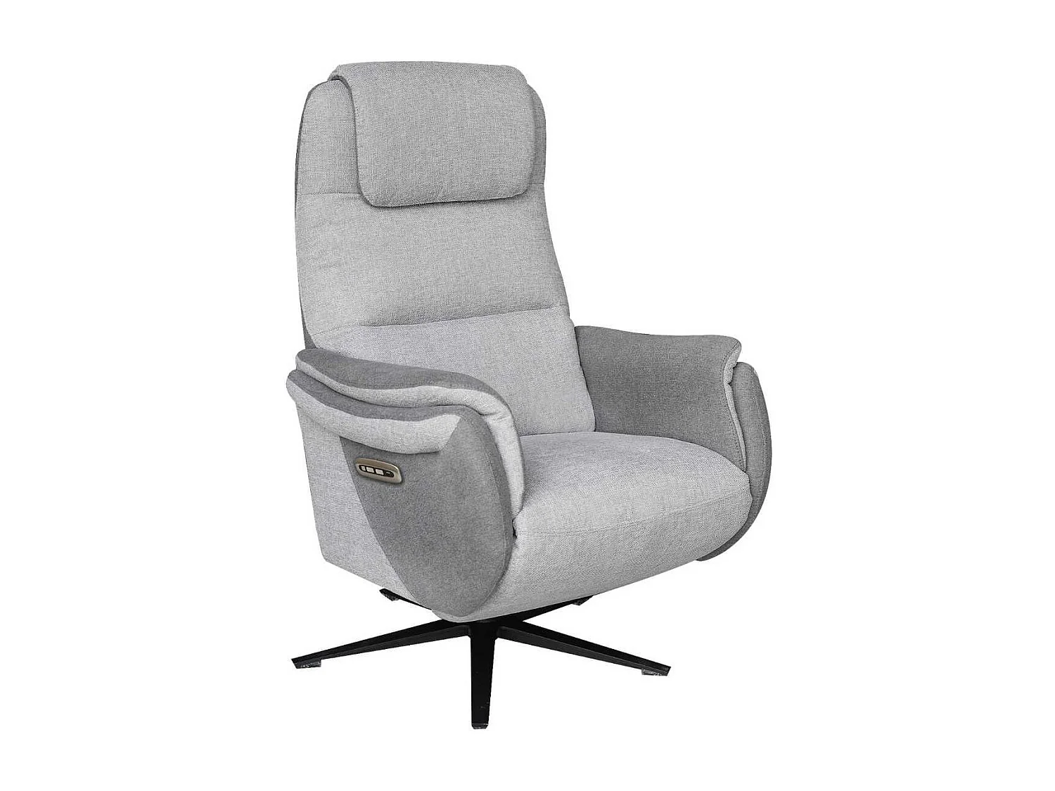 Fauteuil relax électrique pivotant tissu polyester gris clair et gris foncé - NADIR