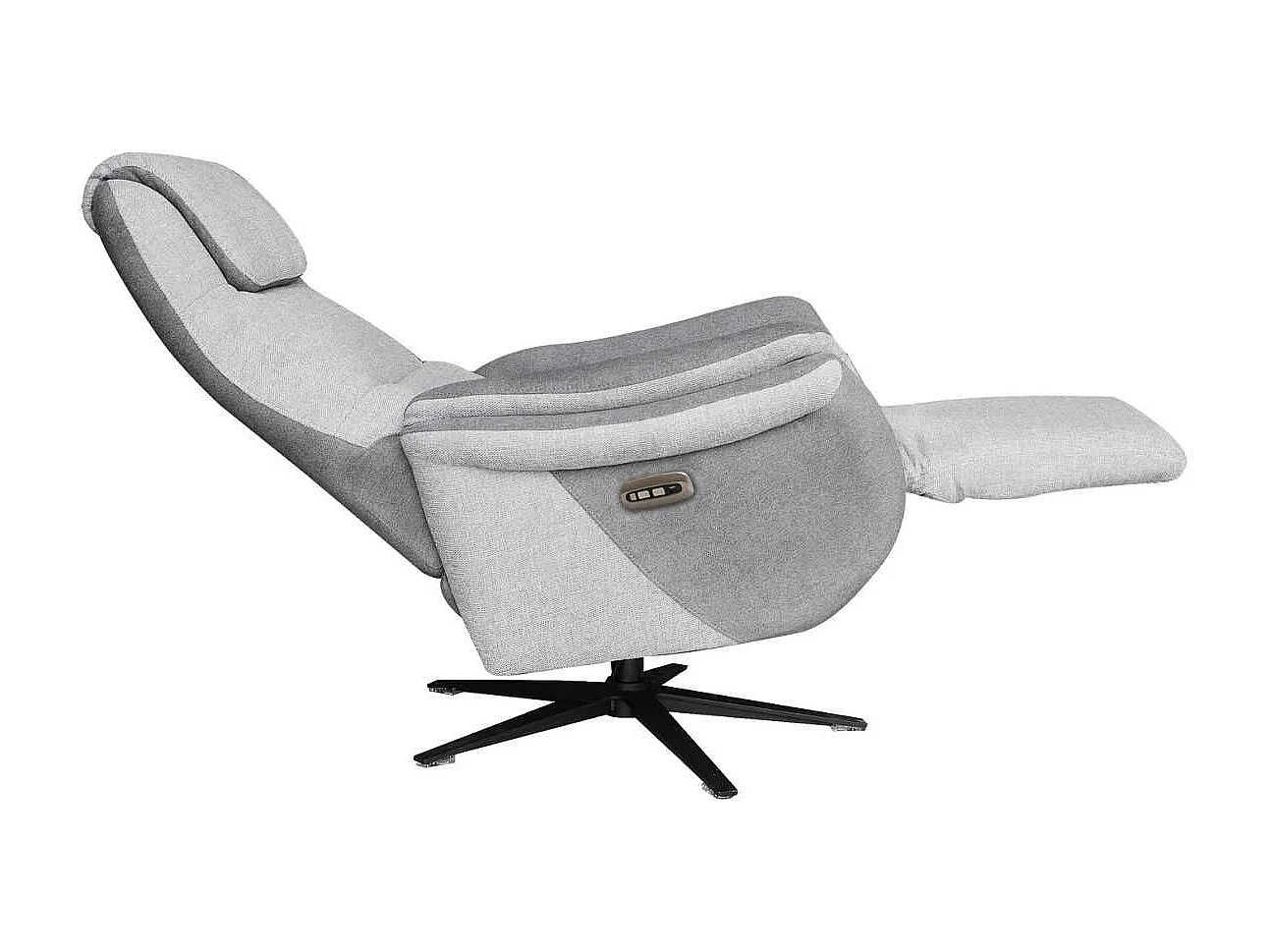 Fauteuil relax électrique pivotant tissu polyester gris clair et gris foncé - NADIR