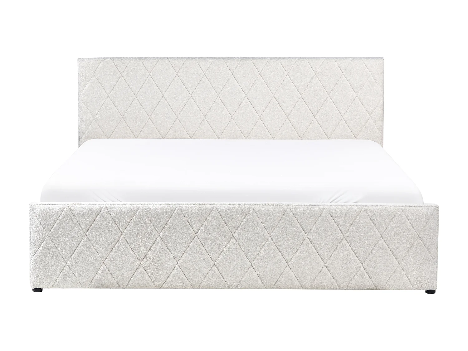 Lit ottoman Bouclé ROCHEFORT 180 x 200 cm Blanc cassé