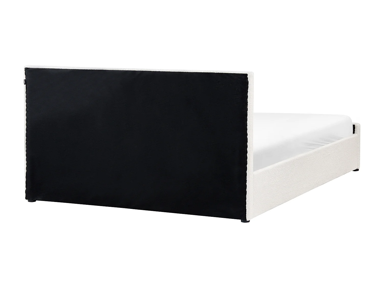 Lit ottoman Bouclé ROCHEFORT 180 x 200 cm Blanc cassé