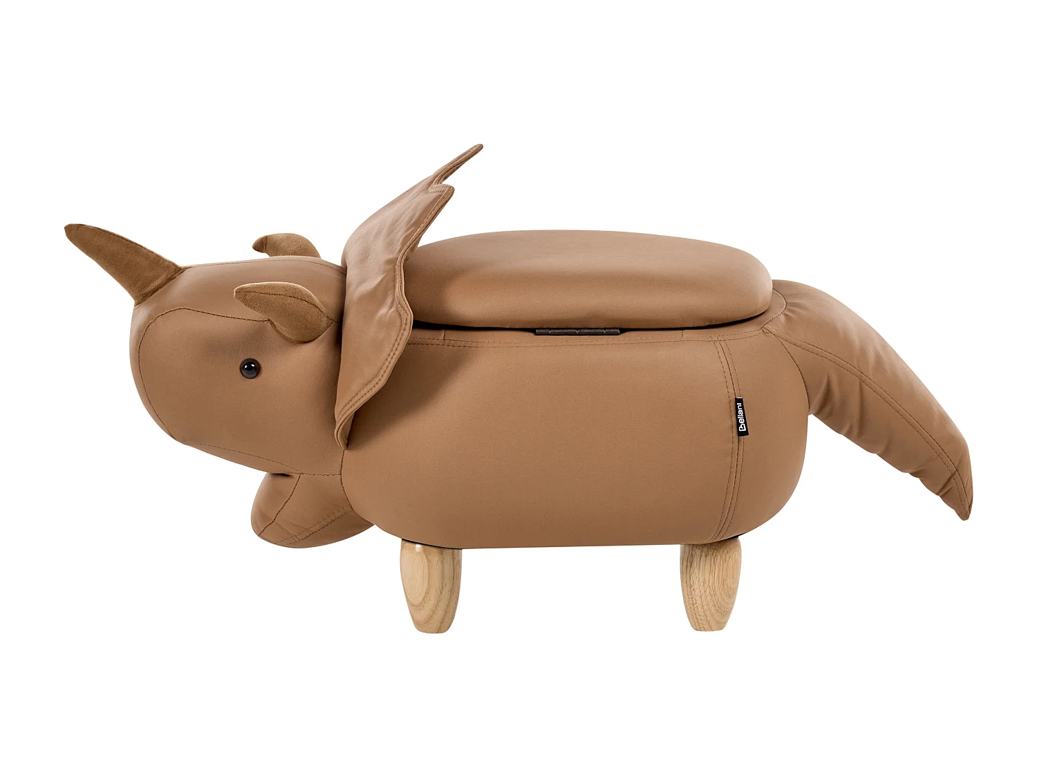 Tabouret de rangement animal TRICERATOPS Tissu Marron Dinosaure