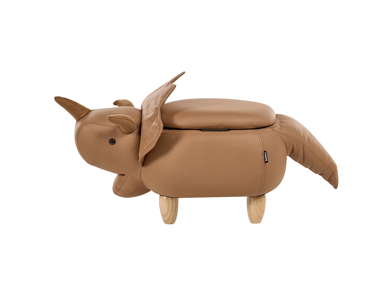 Tabouret de rangement animal TRICERATOPS Dinosaure Tissu Marron
