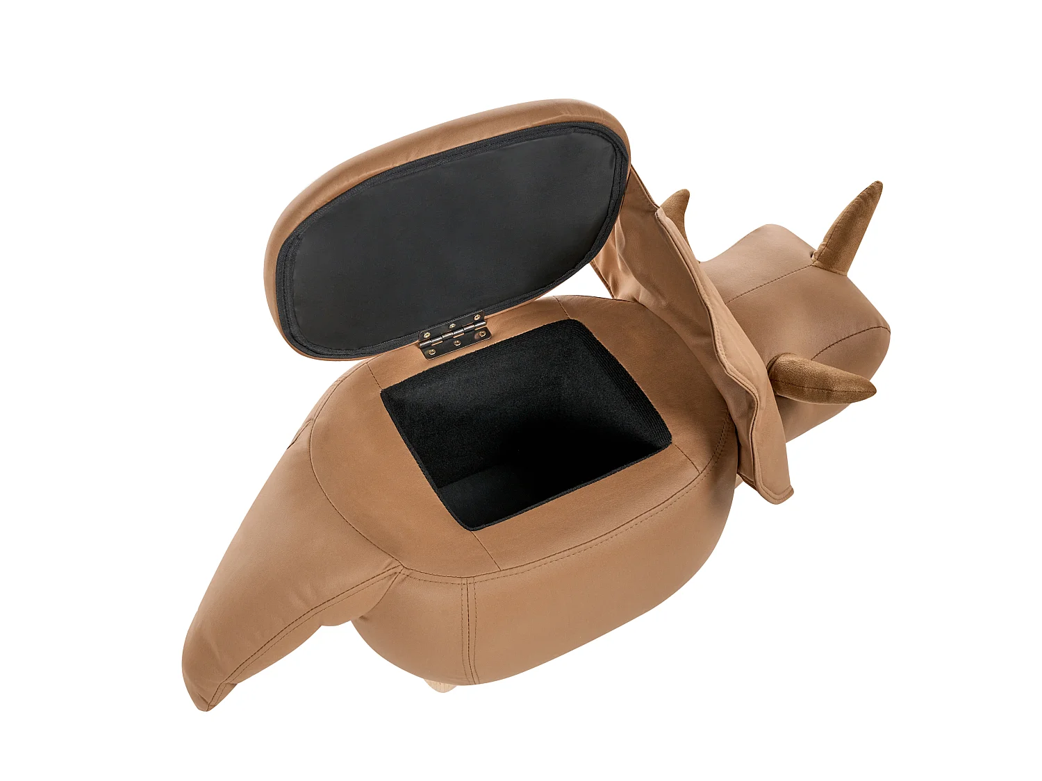 Tabouret de rangement animal TRICERATOPS Dinosaure Tissu Marron
