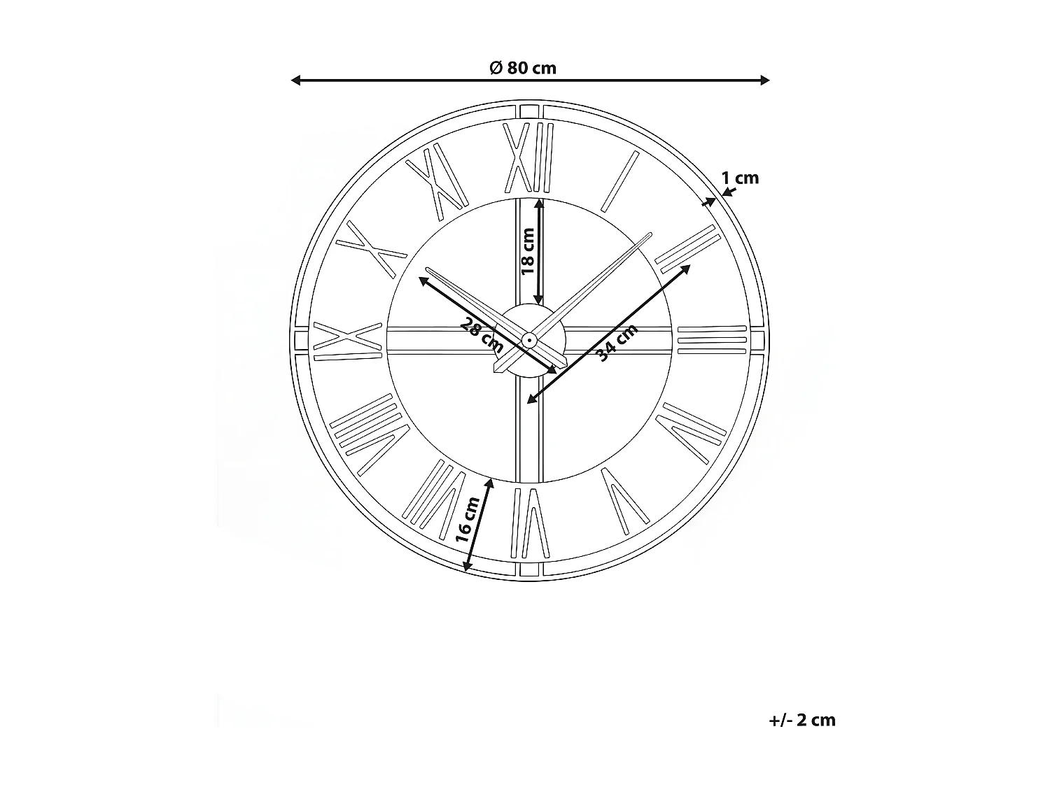 Horloge murale PERIGNY 80 cm Métal Noir