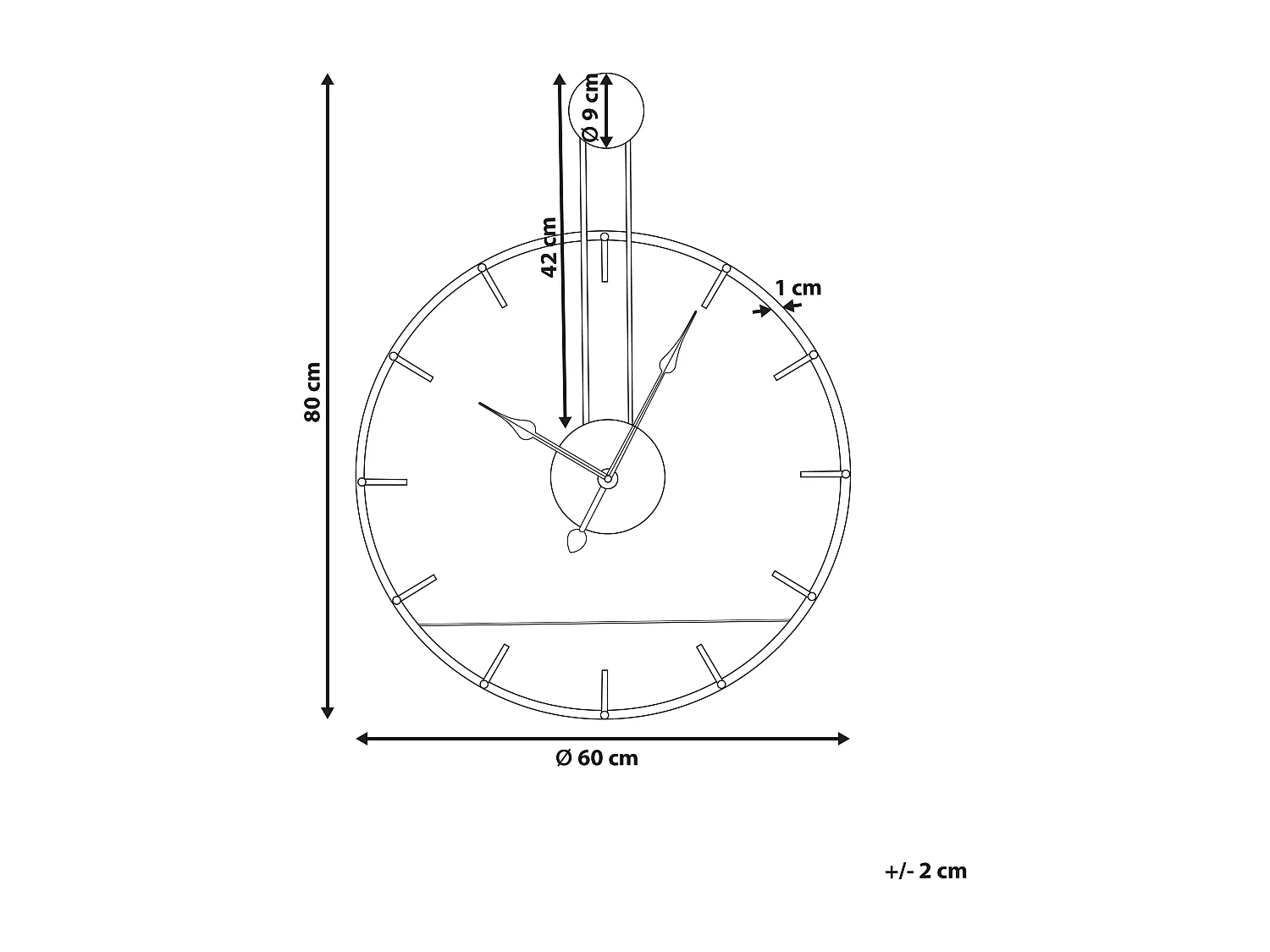 Horloge murale TAUGON 60 cm Métal Noir