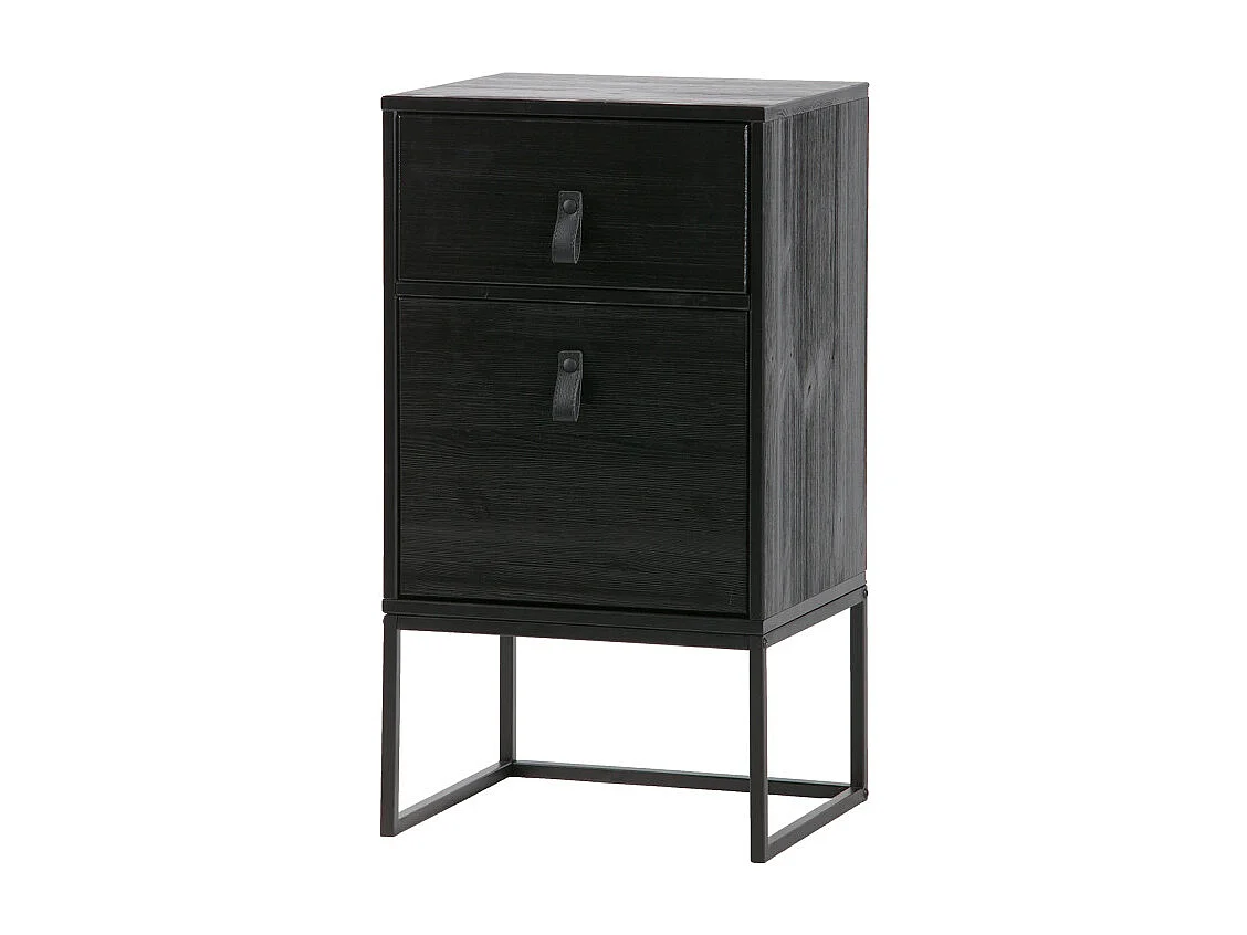 Table de chevet en bois avec tiroir et porte couleur noir GEARID