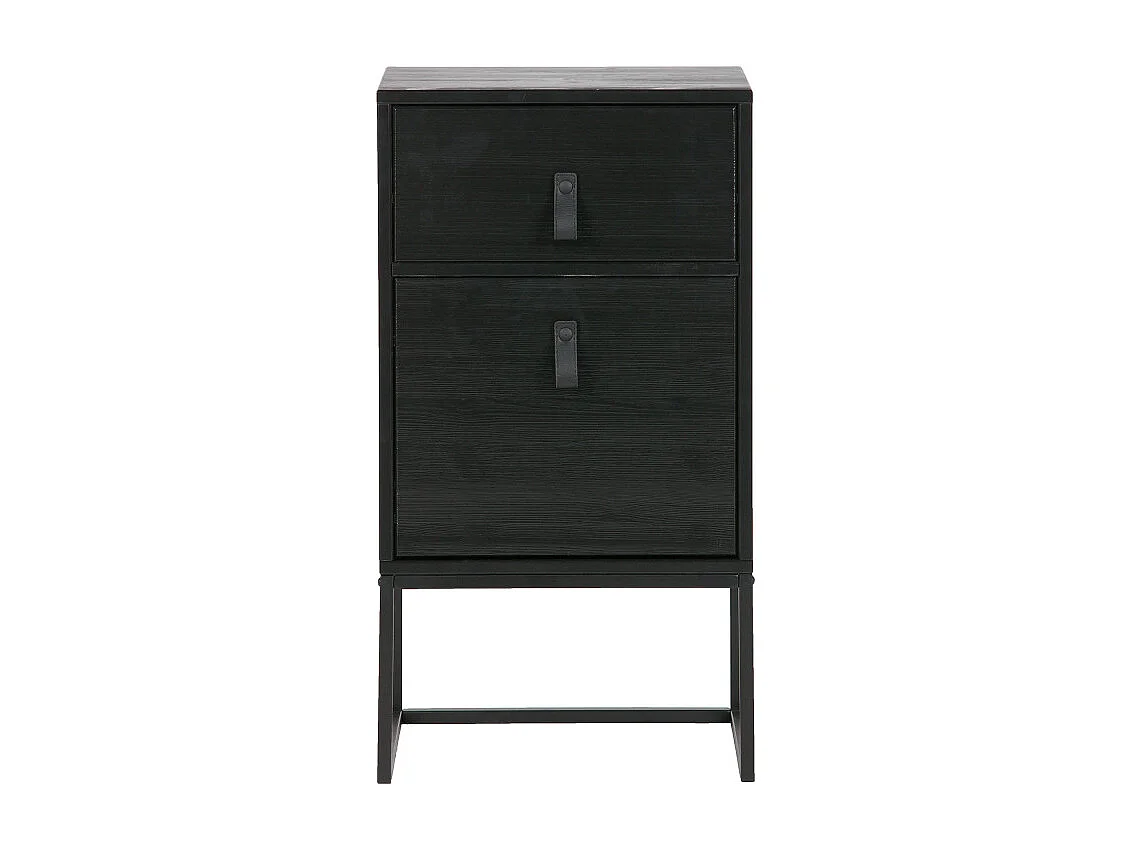 Table de chevet en bois avec tiroir et porte couleur noir GEARID