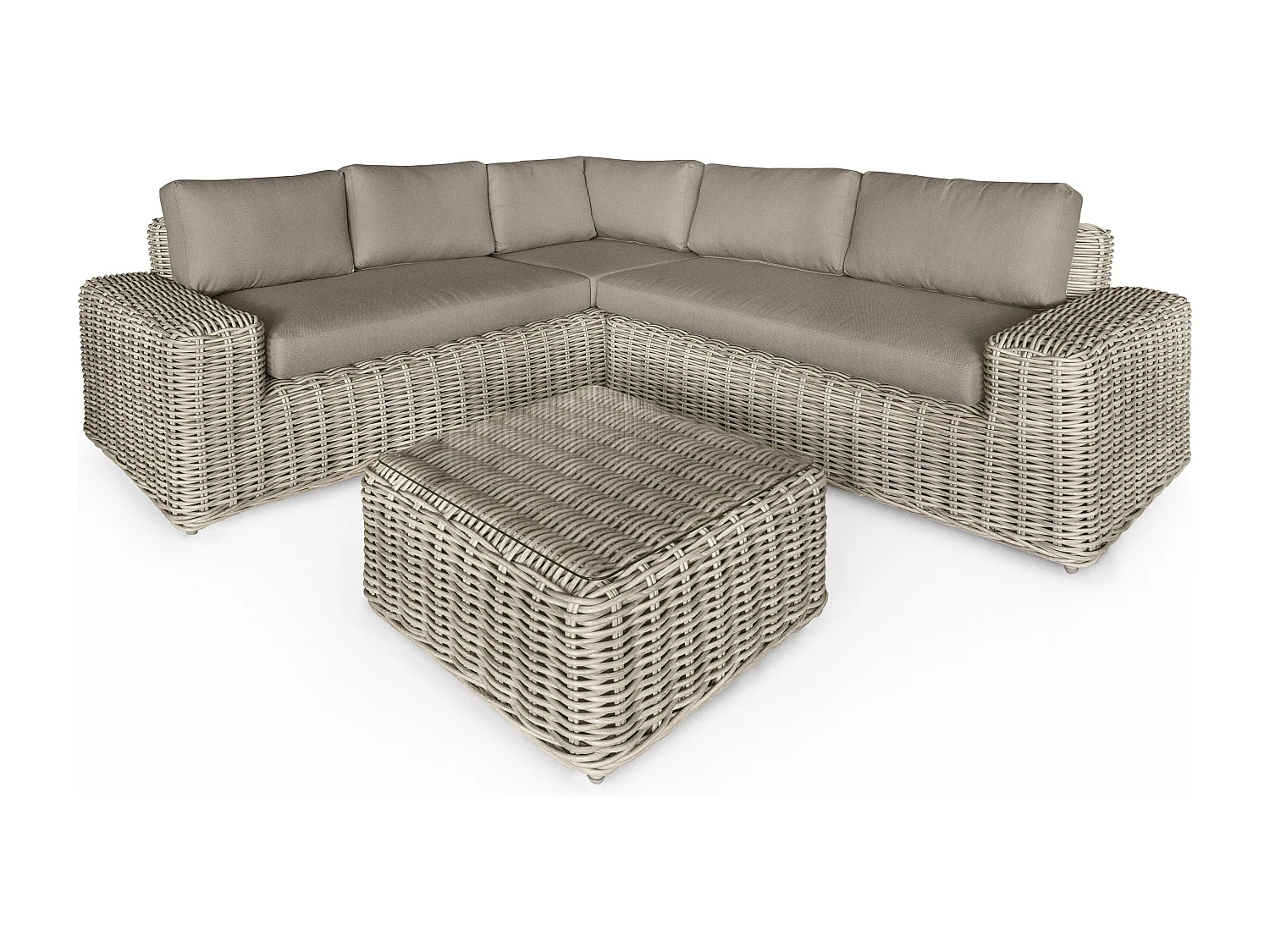 Now's Home - Salon De Jardin D' Angle Resine Tressee+coussins 100% Olefine Antigua