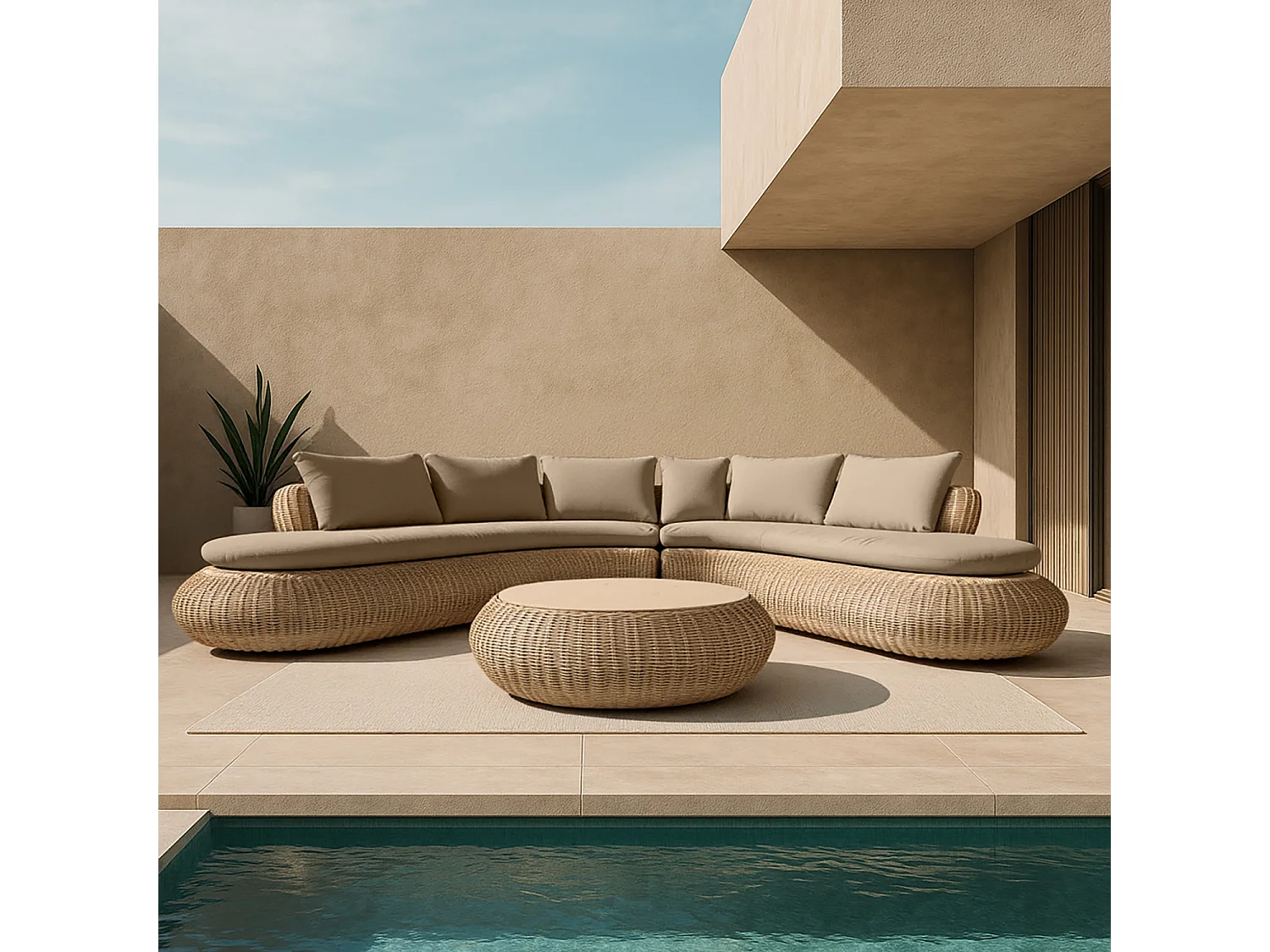 Now's Home - Salon De Jardin Resine Tressee Twistee Effet Rotin +coussin Majorelle