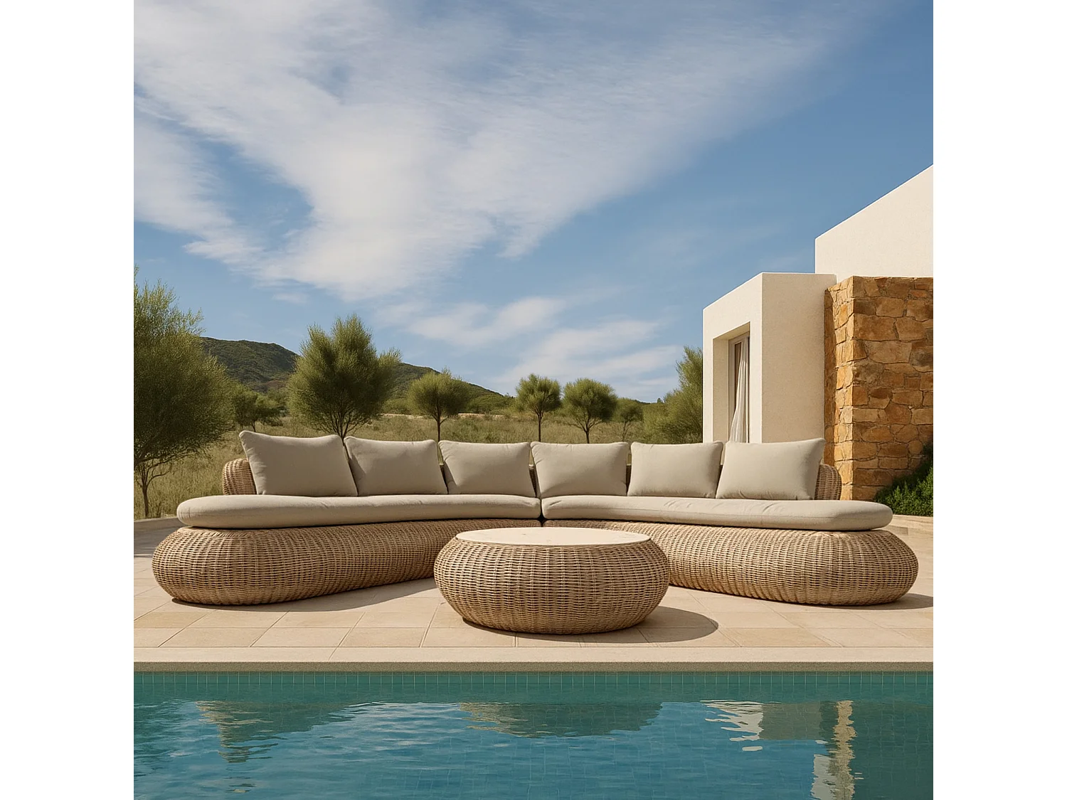 Now's Home - Salon De Jardin Resine Tressee Twistee Effet Rotin +coussin Majorelle