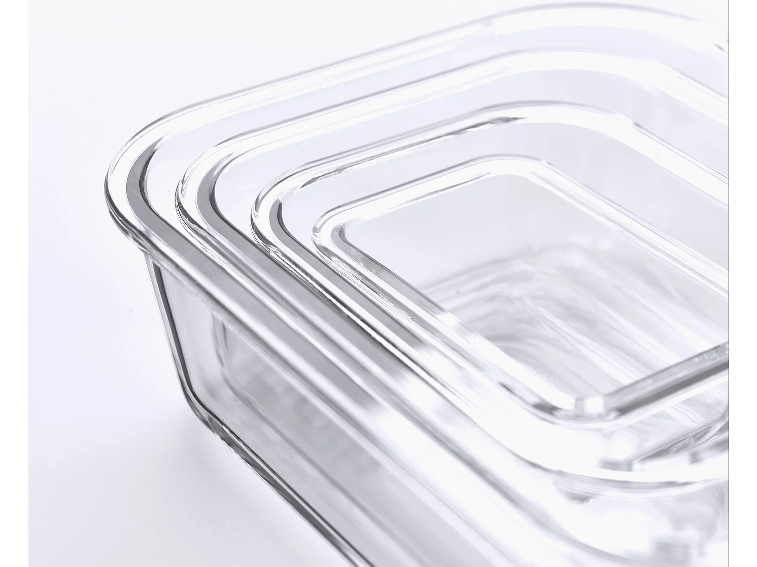 Nest™ Glass Storage van Joseph Joseph, set van 4 stapelbare glazen containers met luchtdichte deksel, capaciteit van 230 ml tot 1,85 L, geschikt voor magnetron