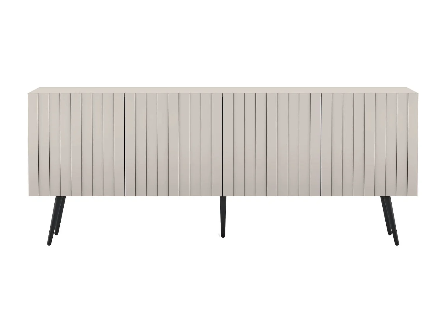 TV-Schrank mit 4 Türen - Korpus Kaschmir matt, geriffelte Fronten Kaschmir matt - 150 cm, schwarze Füße