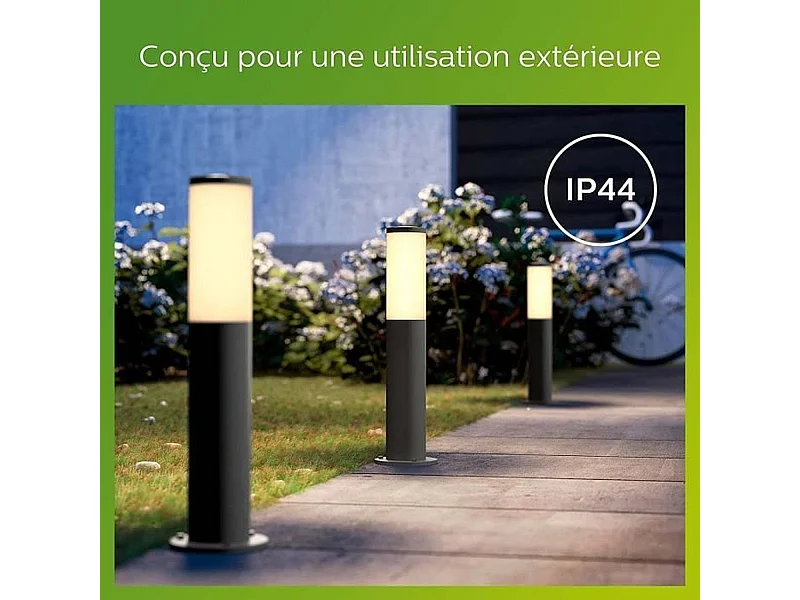 Poste exterior LED Philips Utrecht 20W metal cinza antracite design contemporâneo 47 cm