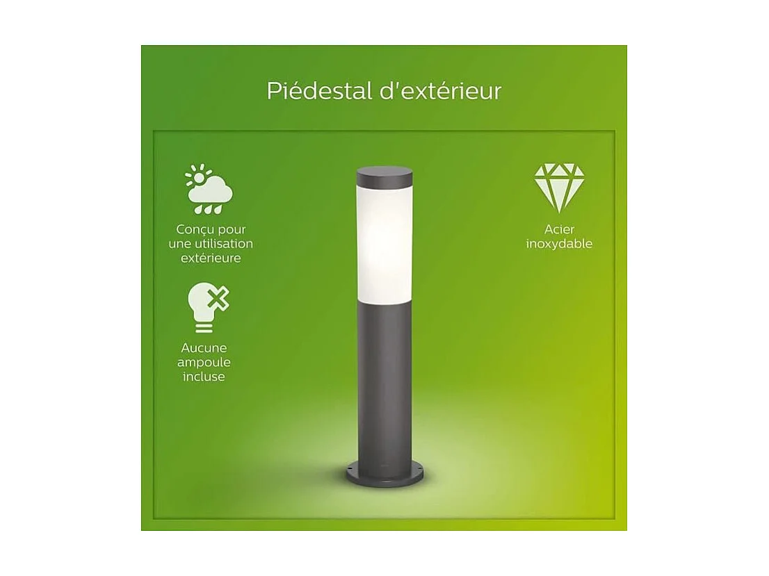Borne extérieure PHILIPS Utrecht - Métal - LED - 1x20W - Gris - Contemporain - Design