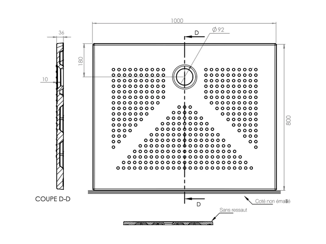 Receveur De Douche En Céramique Noir Mat Mince 3Cm 100X80 | Delfino