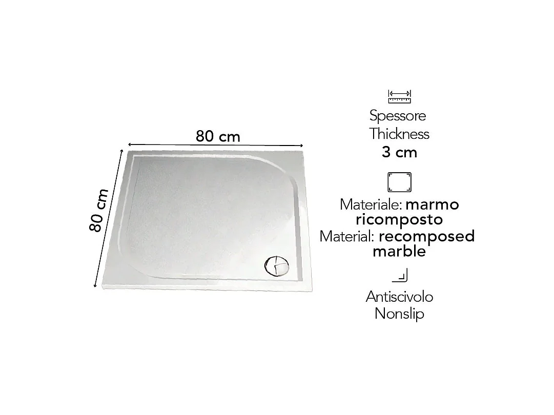 Receveur De Douche En Résine 80X80 Extra Plat | Klio