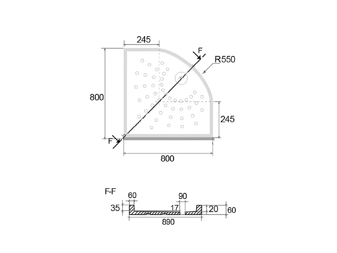 Receveur De Douche Semi-Circulaire 80X80 Blanc H6cm | Malta