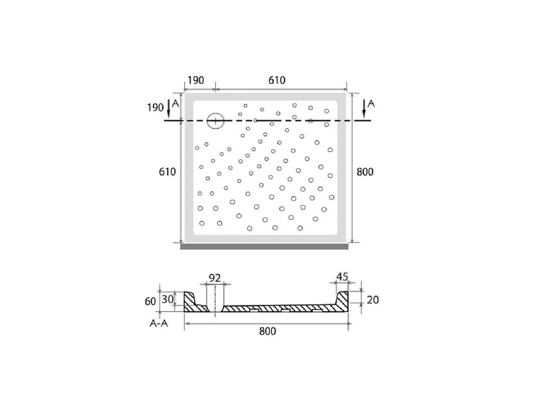 Receveur De Douche Carré 80X80 En Céramique H 6Cm | Malta