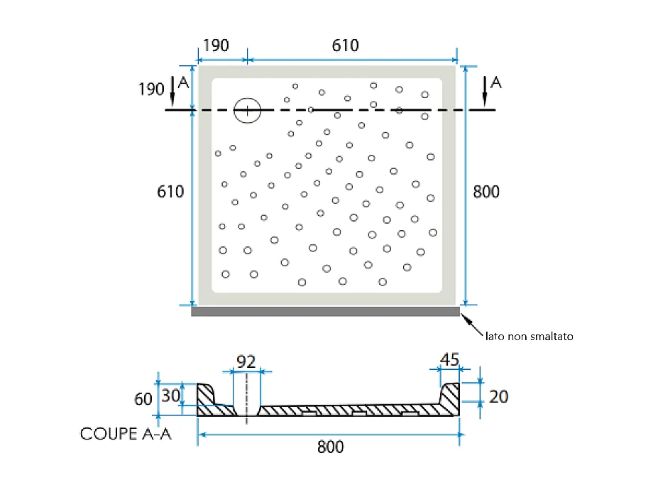 Receveur De Douche Carré 80X80 En Céramique H 6Cm | Malta
