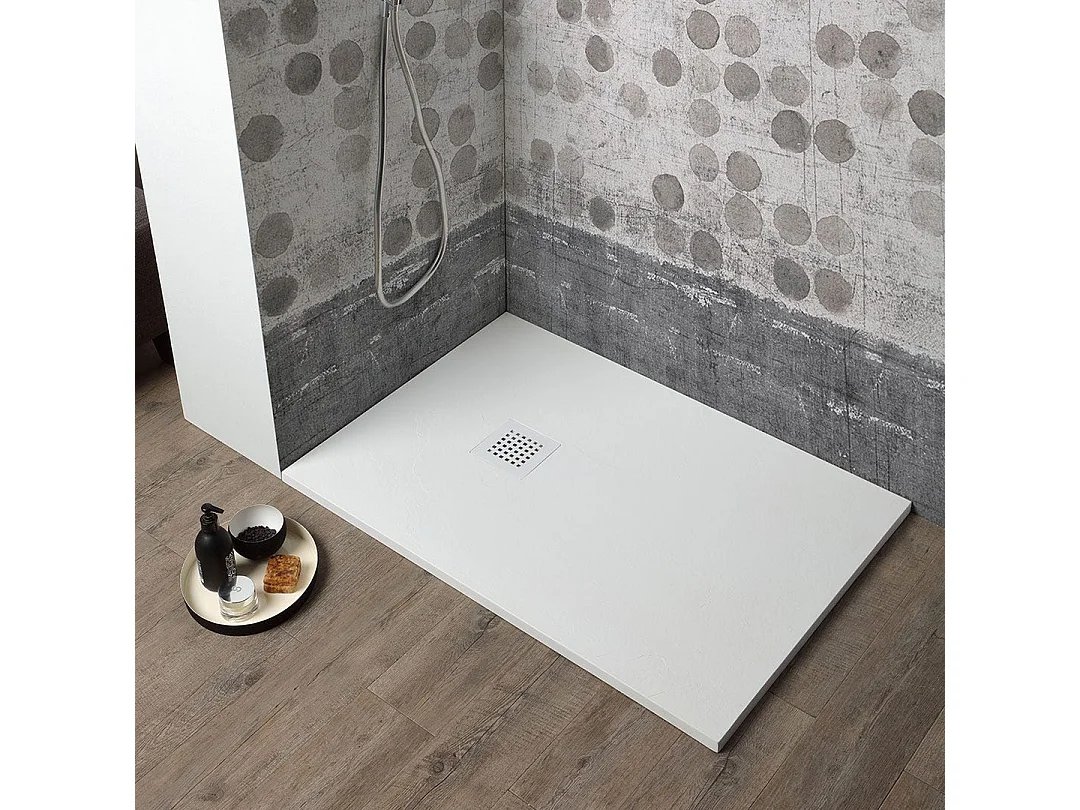 Receveur De Douche Reducible 90X70 Blanc Effet Pierre | Muse