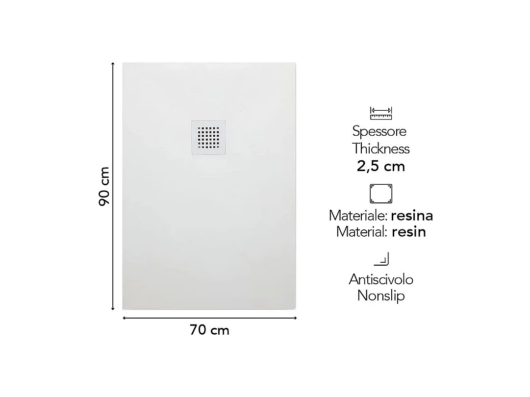 Receveur De Douche Reducible 90X70 Blanc Effet Pierre | Muse