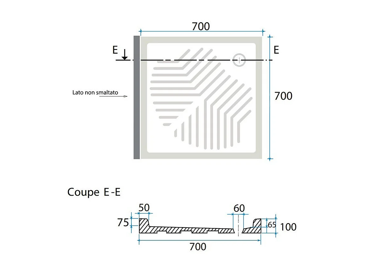 Receveur De Douche Classique En Céramique 70X70 Cm